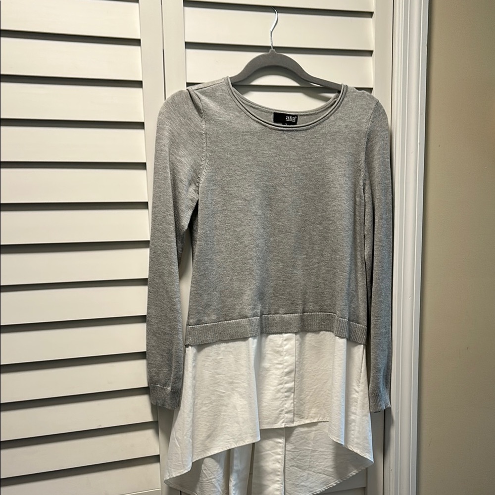 Gray and White Layered Sweater